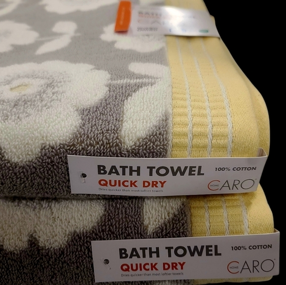 6pc Caro Home Daisy Flower Honey Gray Bath Hand Tip / Washcloth Towel Set NEW - Picture 8 of 10